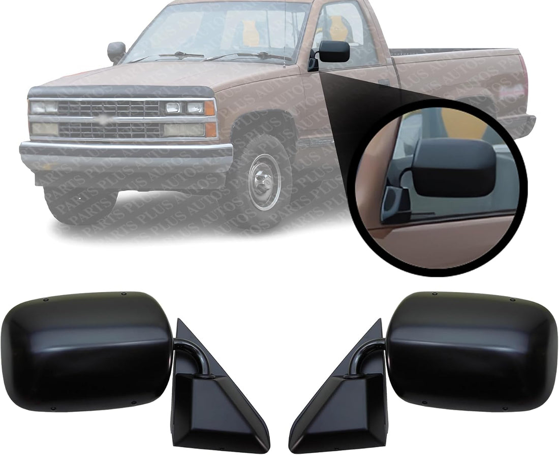 Set Of 2 Front Mirror Non-Towing Manual Adjust & Folding Non-Heated Primed Left Driver & Right Passenger Side Direct Replacement Compatible With 1988-2000 C/K Full Size Pickup