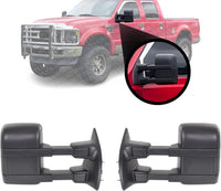 Set of 2 Front Towing Mirror Dual Glass Manual Folding Non Heated Textured Right Passenger & Left Driver Side Direct Replacement Compatible With 2008-2010 Ford F-Super Duty FO1320340