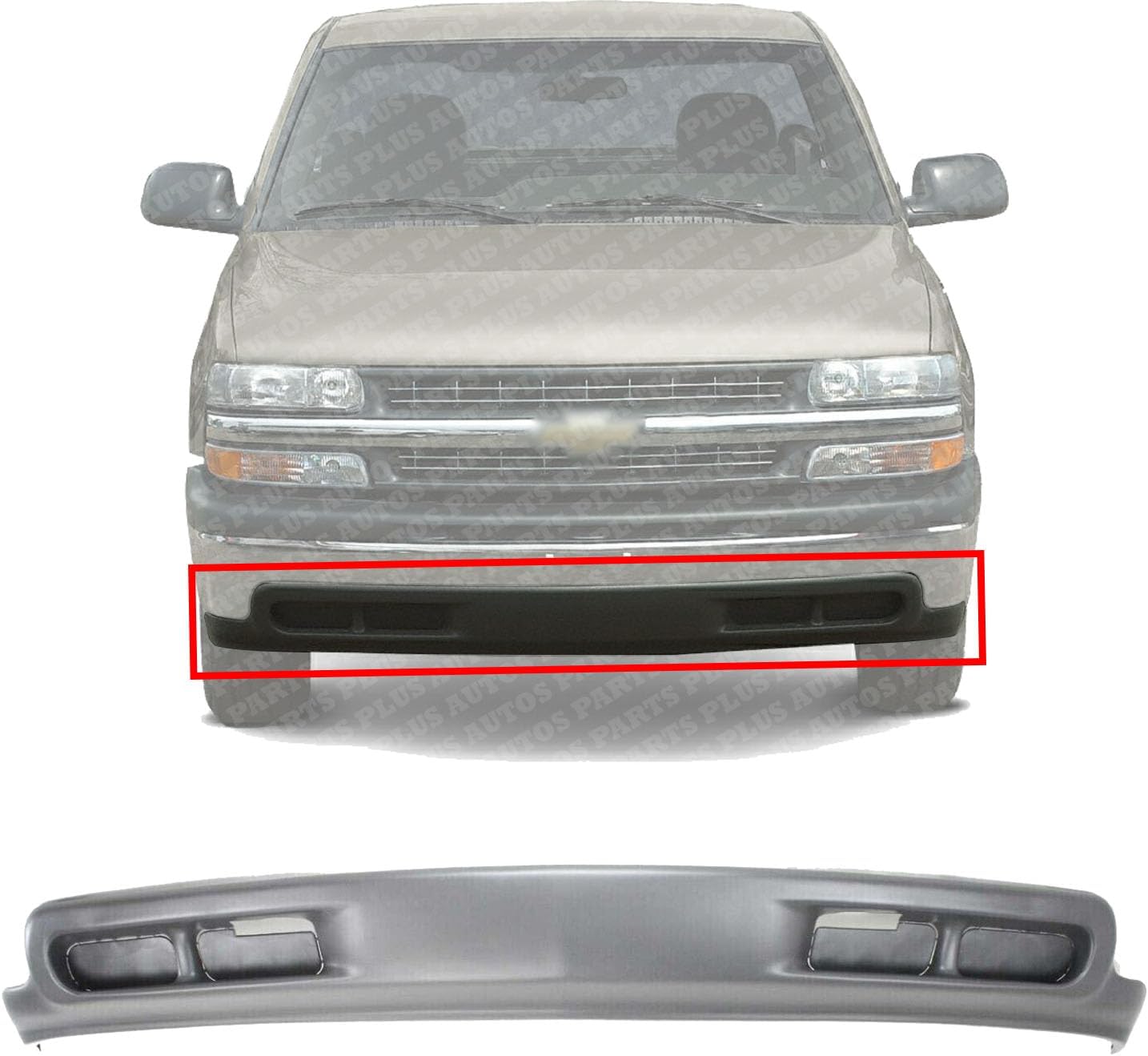 Front Bumper Lower Valance Air Deflector Primed Direct Replacement Compatible With 1999-2002 Chevrolet Silverado / 2000-2006 Tahoe GM1092168 15199825