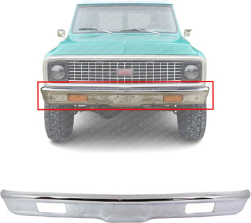 Front Bumper Chrome Steel Direct Replacement Compatible With 1971-1972 GMC/Chevrolet/Suburban C/K Series GM1002351 3990710