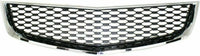 Front Bumper Upper & Lower Grille Chrome Shell & Insert + Support Bracket Direct Replacement Compatible With 2010-2015 Chevrolet Equinox GM1041121 GM1200622 GM1200621 23507949