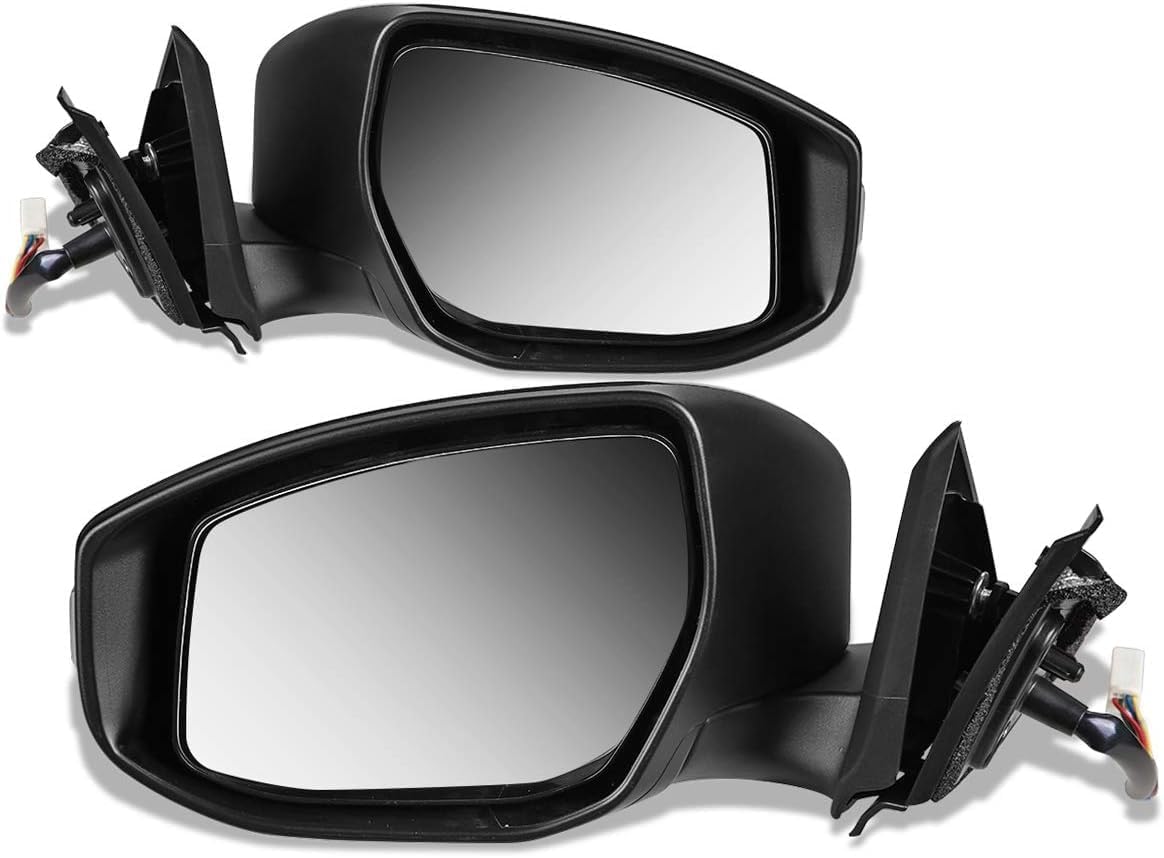 Set Of 2 Front Power Mirror Manual Folding Heated Primed Plastic Left Driver & Right Passenger Side Direct Replacement Compatible With 2013-2018 Nissan Altima NI1321225 NI1320225