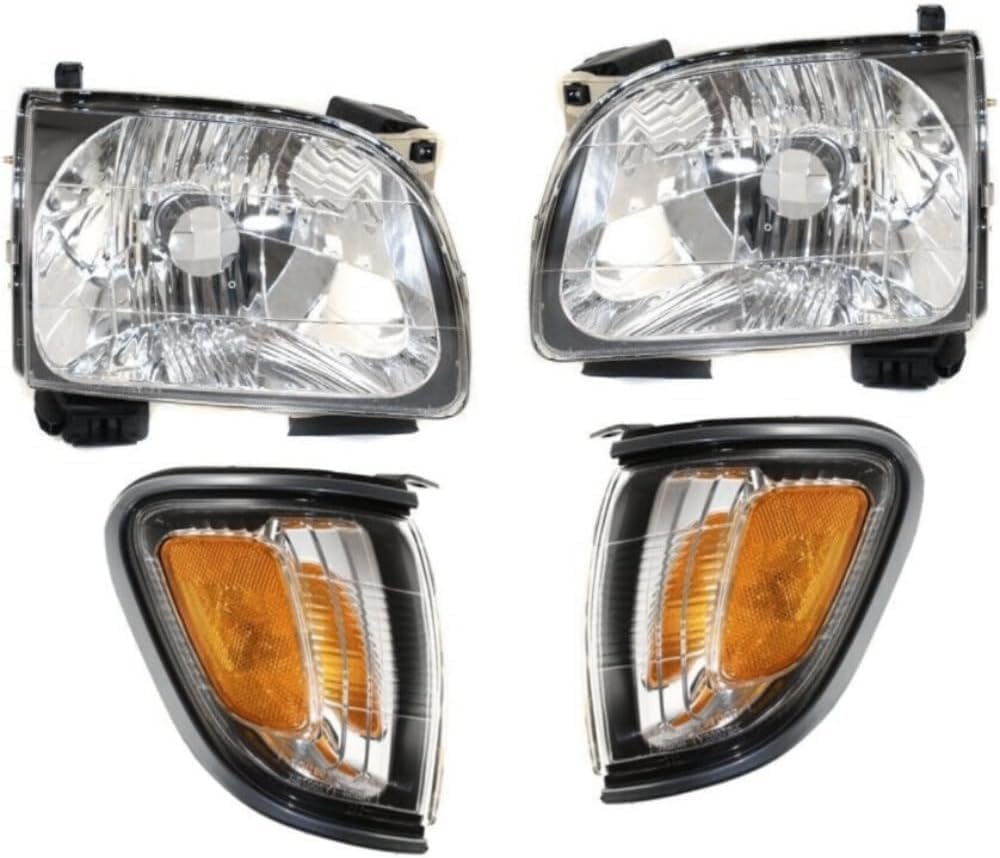 Front Bumper + Grille + Upper + Valance + Fillers + Headlight + Signal & Corner Lamp Left & Right Side Direct Replacement Compatible With 2001-2004 Toyota Tacoma 2WD TO1095131