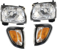 Front Bumper + Grille + Upper + Valance + Fillers + Headlight + Signal & Corner Lamp Left & Right Side Direct Replacement Compatible With 2001-2004 Toyota Tacoma 2WD TO1095131