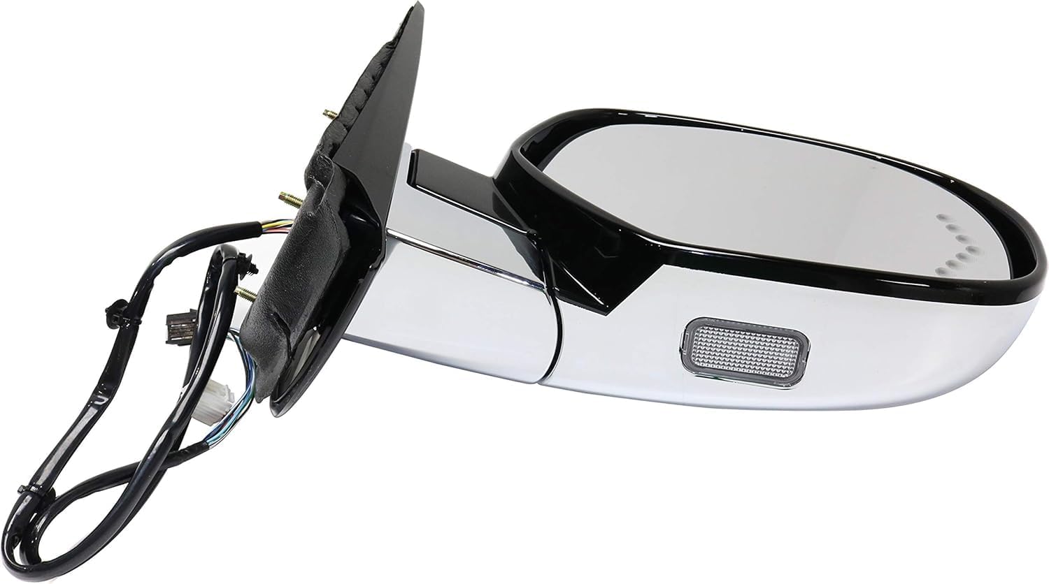 Front Power Mirror Non-Towing Heated Chrome Body With Primed Cap Right Passenger Side Direct Replacement Compatible With 2007-2014 Cadillac Escalade 25776162