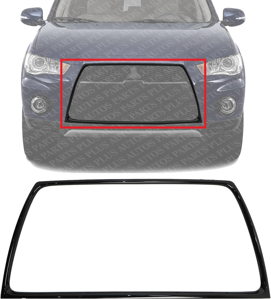 Front Grille Molding Primed Plastic Direct Replacement Compatible With 2010-2013 Mitsubishi Outlander MI1202101 6400C722
