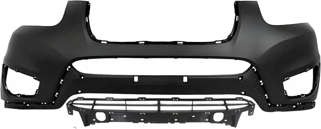 Front Bumper Cover Primed Plastic + Upper & Lower Grille Direct Replacement Compatible with 2010-2012 Hyundai Santa Fe