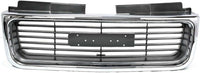 Front Grille Chrome Shell & Painted Silver Gray Insert Direct Replacement Compatible With 1998-2001 GMC Jimmy / 1998-2004 Sonoma GM1200422 19130793