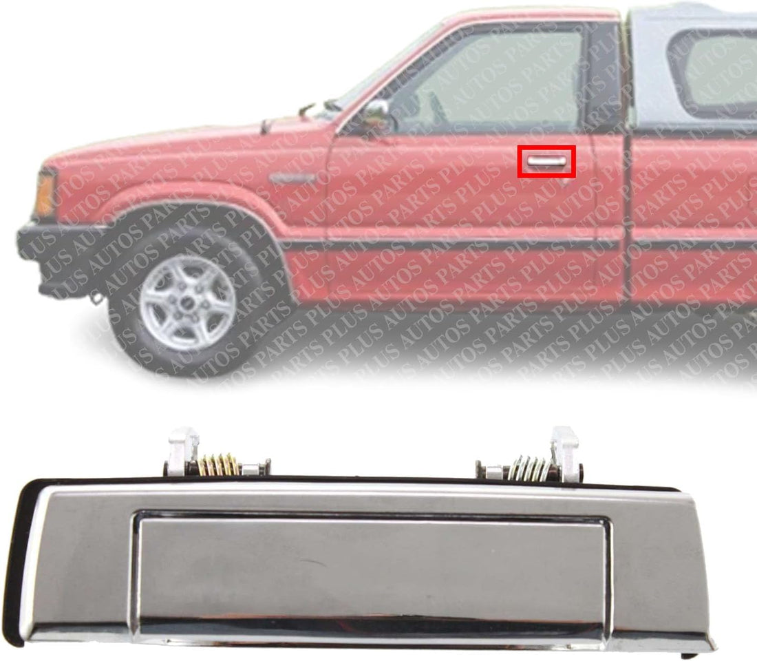 Front Exterior Door Handle Chrome Plastic Left Driver Side Direct Replacement Compatible with 1987-1993 Mazda B2200 B2600 MA1310106 UB4058410 UB4059410