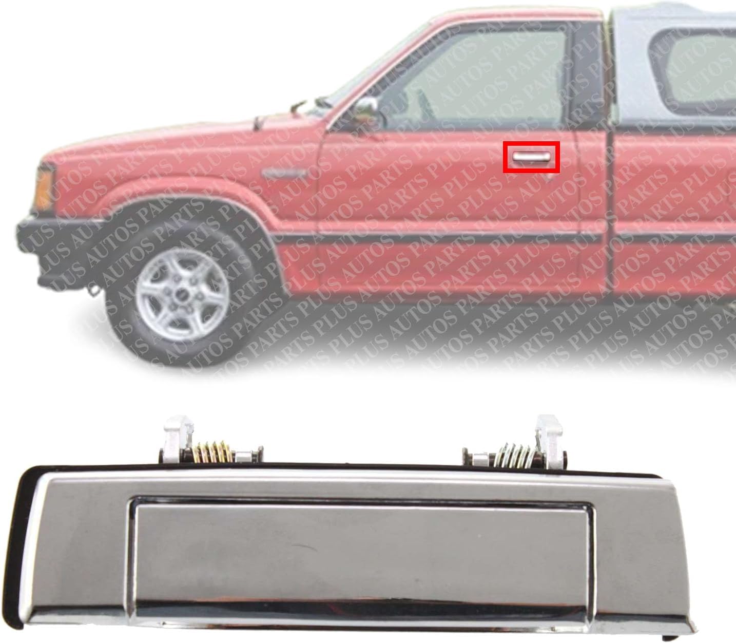 Front Exterior Door Handle Chrome Plastic Left Driver Side Direct Replacement Compatible with 1987-1993 Mazda B2200 B2600 MA1310106 UB4058410 UB4059410