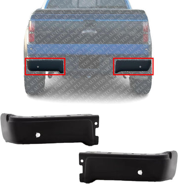 Set Of 2 Rear Step Bumper Face Bar Only Powdercoated Black Left Driver & Right Passenger Side Direct Replacement Compatible With 2009-2014 Ford F-150 FO1102373 9L3Z17906DPTM