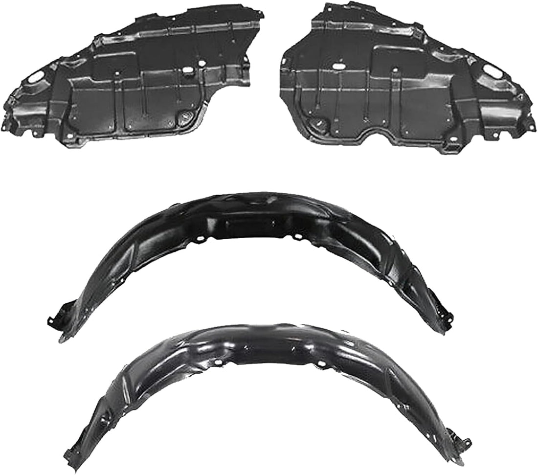 Front Engine Splash Shields Under Cover + Fender Liners Left Driver & Right Passenger Side Direct Replacement Compatible With 2007-2010 Toyota Camry TO1250122 TO1251122 TO1228134