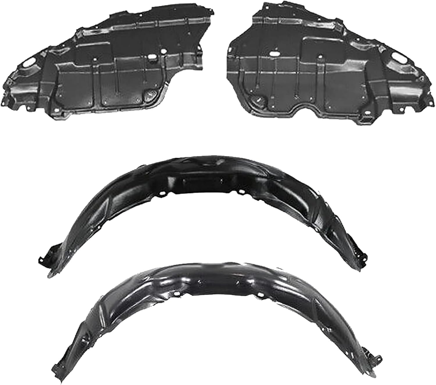 Front Engine Splash Shields Under Cover + Fender Liners Left Driver & Right Passenger Side Direct Replacement Compatible With 2007-2010 Toyota Camry TO1250122 TO1251122 TO1228134
