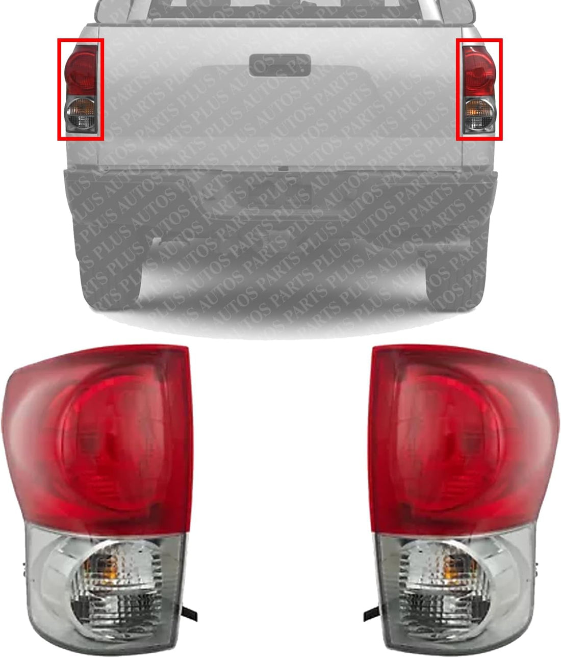 Set Of 2 Tail Light Assembly Left Driver & Right Passenger Side Direct Replacement Compatible With 2007-2009 Toyota Tundra TO2800165 TO2801165 815500C070 815600C070