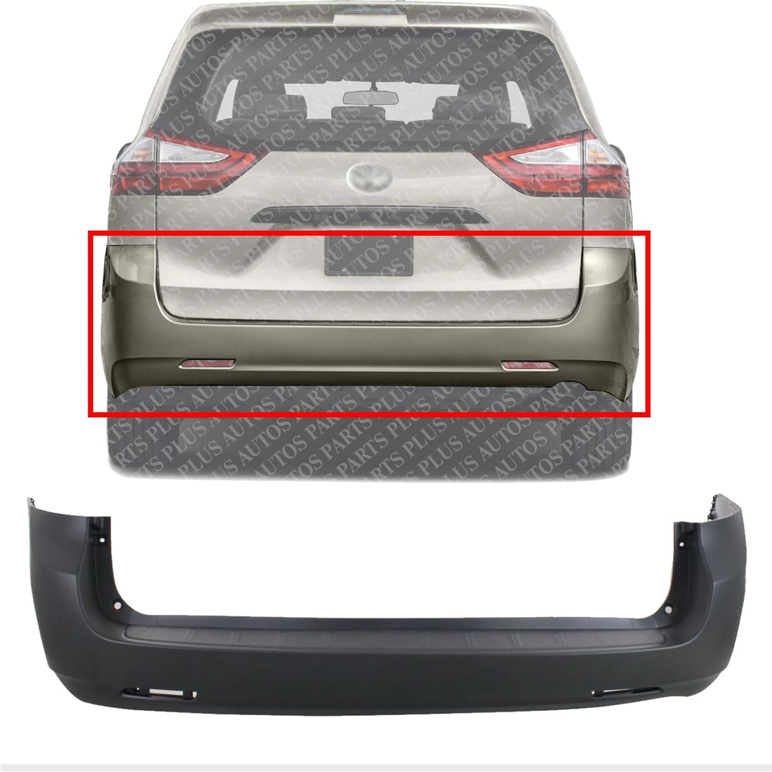 Rear Bumper Cover Primed Direct Replacement Compatible With 2011-2020 Toyota Sienna TO1100286 5215908902