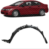 Front Fender Liner Left Driver Side Direct Replacement Compatible With 2006-2011 Honda Civic HO1248134 74151SNAA00