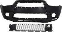 Front Bumper Cover Primed + Upper & Lower Grille + Chrome Molding + Headlight + Fog Light + Trim Left & Right Side Direct Replacement Compatible With 2011-2012 Mitsubishi Outlander