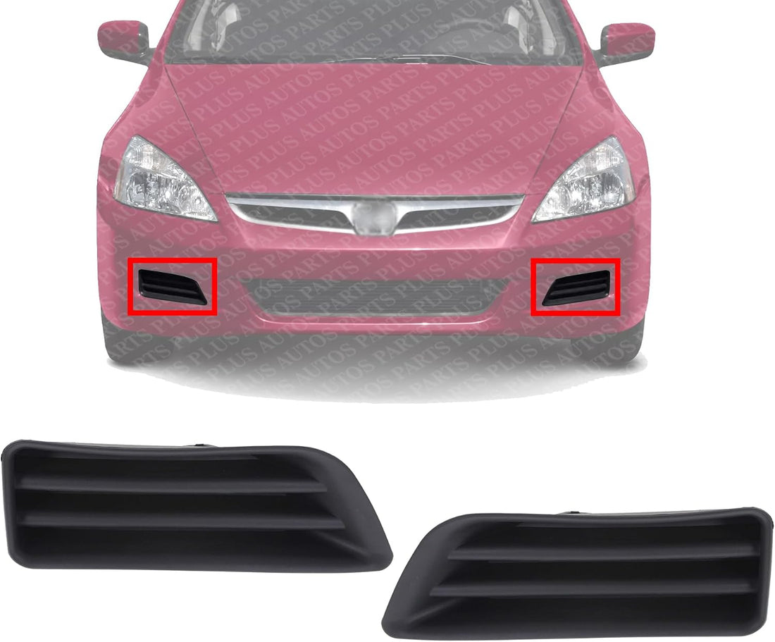 Set Of 2 Front Fog Light Cover Primed Left Driver & Right Passenger Side Direct Replacement Compatible With 2006-2007 Honda Accord HO1039107 HO1038107 71103SDAA00 71108SDAA00