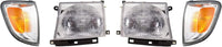 AUTOS PARTS PLUS Front Grille Silver Shell With Painted Black Insert + Headlights + Corner Lamps Assembly Left Driver & Right Passenger Side Direct Replacement Compatible With 1997-2000 Toyota Tacoma
