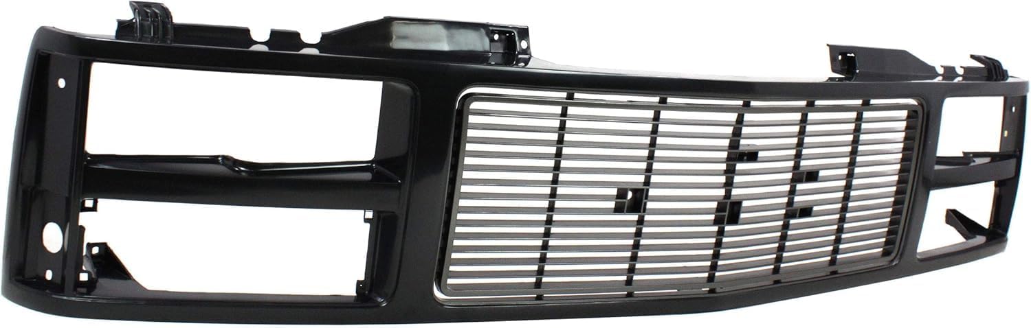Front Grille Assembly Primed Shell & Insert With Quad Composite Headlights Direct Replacement Compatible With 1988-1993 GMC / 1992-1993 Yukon C/K Series GM1200391 88960432