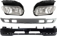 Front Bumper Primed Steel + Lower Valance Textured Gray + Fog Lamps Left & Right Side Direct Replacement Compatible With 2003-2006 Chevrolet Silverado 1500 2500HD 3500 GM1002417