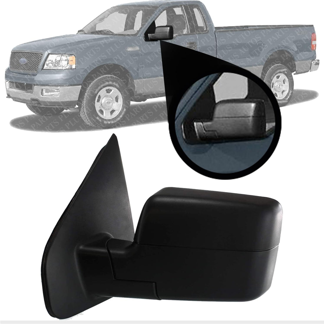 Front Power Mirror Non Towing Manual Folding Heated Textured Left Driver Side Direct Replacement Compatible With 2004-2008 Ford F-150 FO1320233 8L3Z17683EA