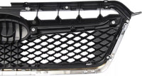 Front Bumper Cover Primed + Lower & Upper Grilles Textured Black Shell and Insert with Chrome Moldings Direct Replacement Compatible with 2015-2016 Subaru Impreza