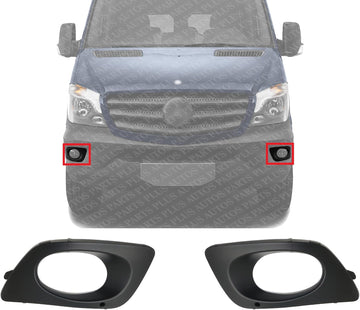 Set Of 2 Front Fog Light Molding Textured Plastic Left Driver & Right Passenger Side Direct Replacement Compatible With 2014-2018 Mercedes Benz Sprinter MB1038159 MB1039159