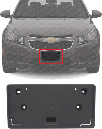 Front License Plate Bracket Textured Plastic Direct Replacement Compatible with 2011-2014 Chevrolet Cruze GM1068145 95094483