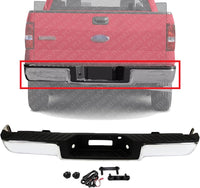 Rear Step Bumper Face Bar With Pads Chrome Steel Direct Replacement Compatible With 2006-2008 Ford F-150 FO1103140 8L3Z17906B-PFM