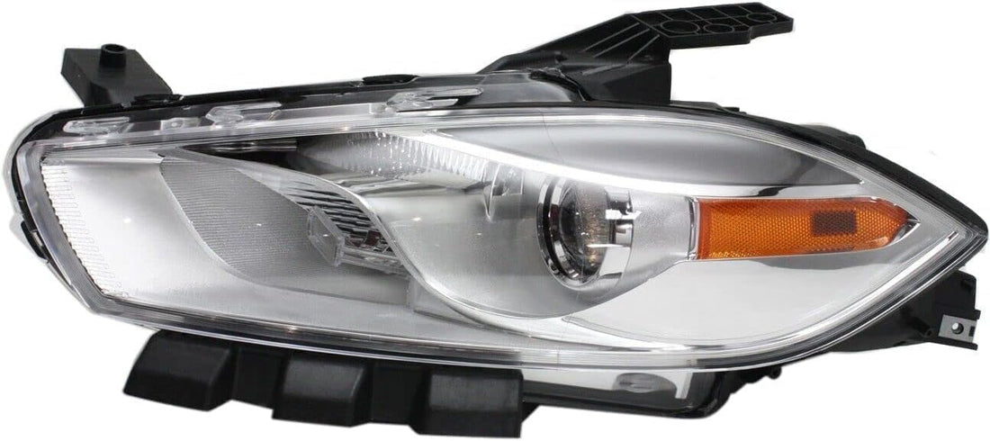Front Head Light Assembly Halogen Chrome Interior Left Driver Side Direct Replacement Compatible With 2013-2015 Dodge Dart 68081389AL-PFM REPD100162