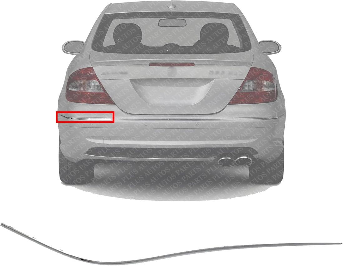 Rear Bumper Molding Chrome Left Driver Side Direct Replacement Compatible With 2003-2009 Mercedes Benz CLK-Class MB1146111 2098850521