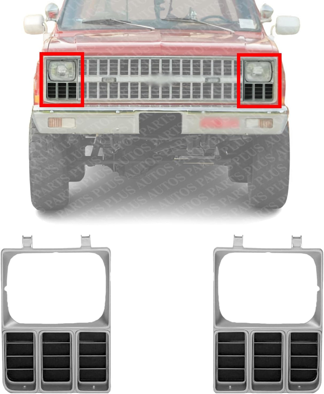 Set Of 2 Front Head Light Door Bezel Left Driver & Right Passenger Side Direct Replacement Compatible With 1981-1982 Chevrolet/C/K Series GM2513105 GM2512105 14021352 14021351