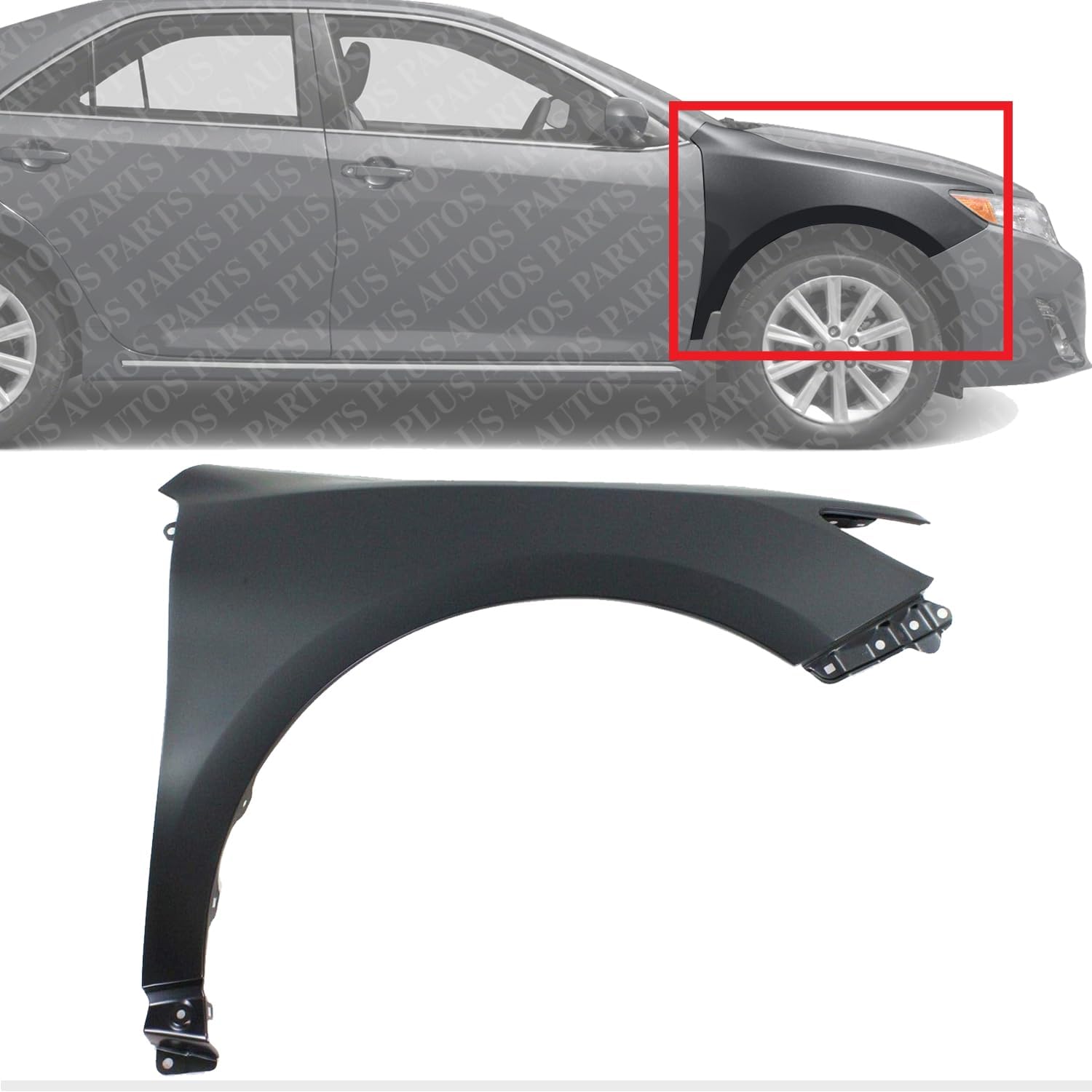 AUTOS PARTS PLUS Front Fender Primed Steel Right Passenger Side Without Turn Signal Light Hole Direct Replacement Compatible With 2012-2014 Toyota Camry TO1241239 5381106140