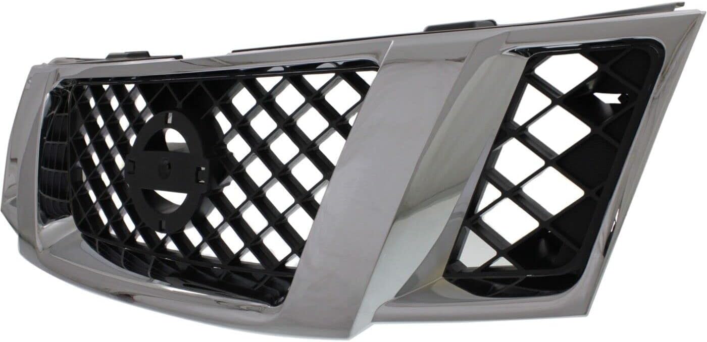 Front Grille Chrome Shell With Black Insert Plastic 2008-2012 Nissan Pathfinder Direct Replacement Compatible With 2008-2012 Nissan Pathfinder NI1200251 62310ZS00A