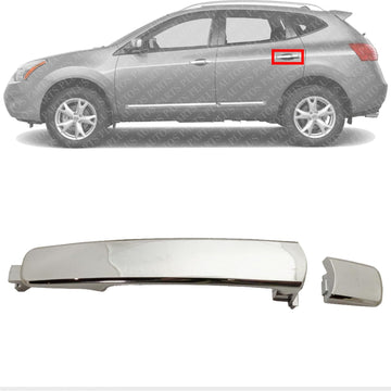 Rear Exterior Door Handle Chrome Left Driver Side Direct Replacement Compatible with 2003-2008 Infiniti FX35 / FX45 / 2008-2013 Nissan Rogue / 2014-2015 Select REPI494701