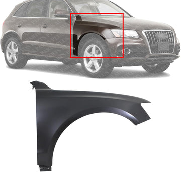 Front Fender Primed Steel Right Passenger Side Direct Replacement Compatible With 2009-2017 Audi Q5 / SQ5 AU1241134 AU1241122 8R0821106A 8R0821106