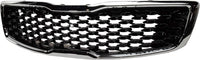 Front Grille Primed Shell And Insert Plastic With Chrome Frame Direct Replacement Compatible With 2017-2018 Kia Forte KI1200191 86350B0010
