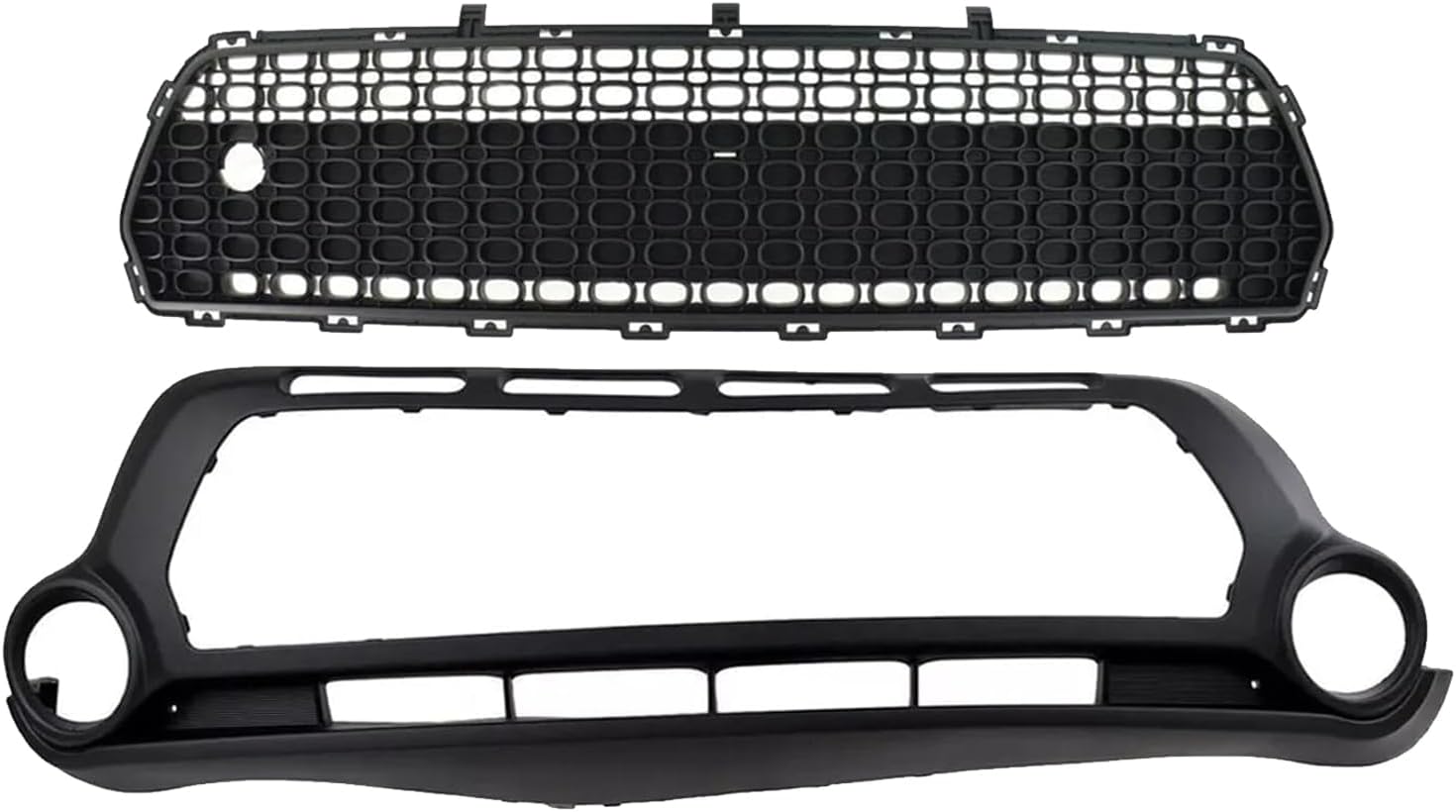 Front Bumper Cover Lower + Center Grille Textured Direct Replacement Compatible With 2014-2016 Kia Soul KI1015104 KI1036119 86561B2000 86512B2000