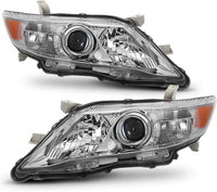 Set OF 2 Front Head Light Chrome Interior Left Driver & Right Passenger Side Direct Replacement Compatible With 2010-2011 Toyota Camry TO2503195 TO2502195 TO2503191 TO2502191