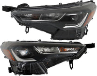 Front Bumper Cover + Upper Grille Mesh Black + Lower Valance Center Molding Primed + Headlights Left & Right Side Direct Replacement Compatible With 2022-2023 Toyota Corolla Cross XLE