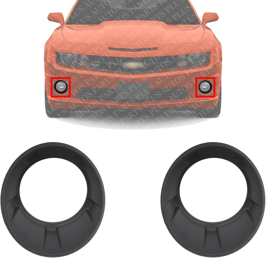 Set Of 2 Front Fog Light Molding Bezel Primed Left Driver & Right Passenger Side Direct Replacement Compatible With 2010-2013 Chevrolet Camaro GM1039118 GM1038118 92218024 92218023