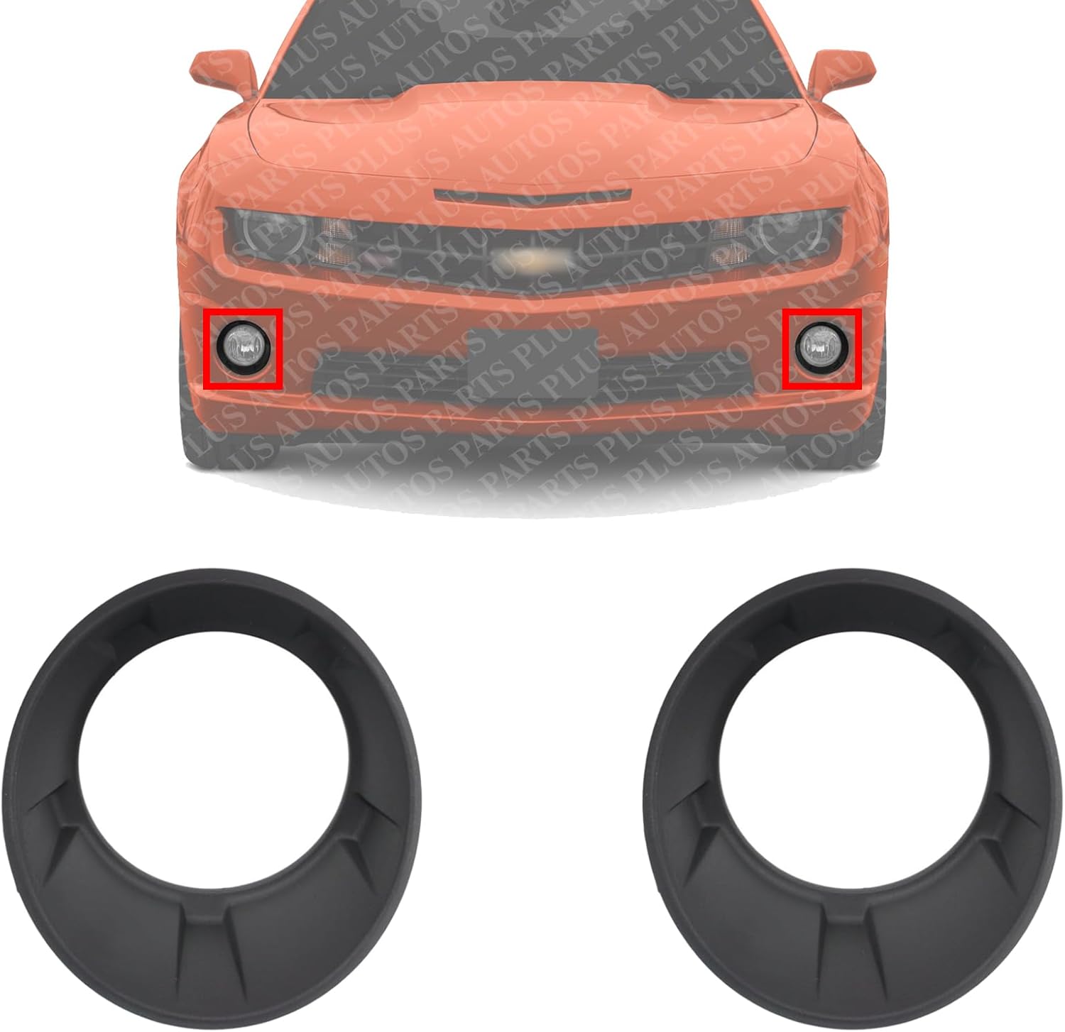 Set Of 2 Front Fog Light Molding Bezel Primed Left Driver & Right Passenger Side Direct Replacement Compatible With 2010-2013 Chevrolet Camaro GM1039118 GM1038118 92218024 92218023