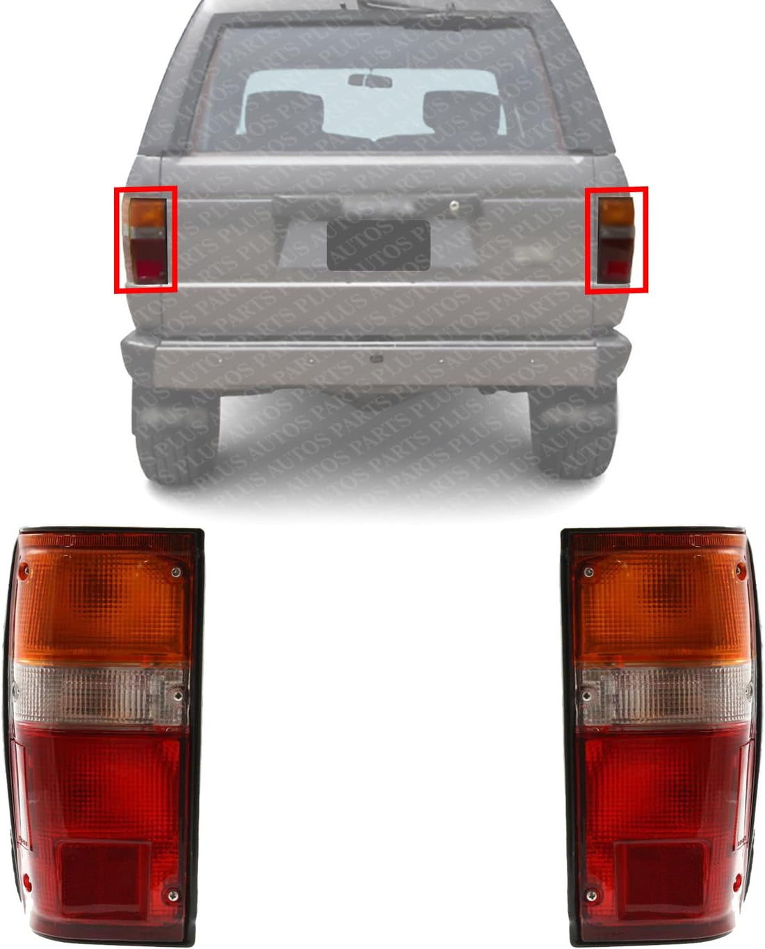 Set Of 2 Tail Light Assembly With Black Trim Right Passenger & Left Driver Side Direct Replacement Compatible With 1984-1989 Toyota 4Runner / 1984-1988 Pickup TO2801103 TO2800103