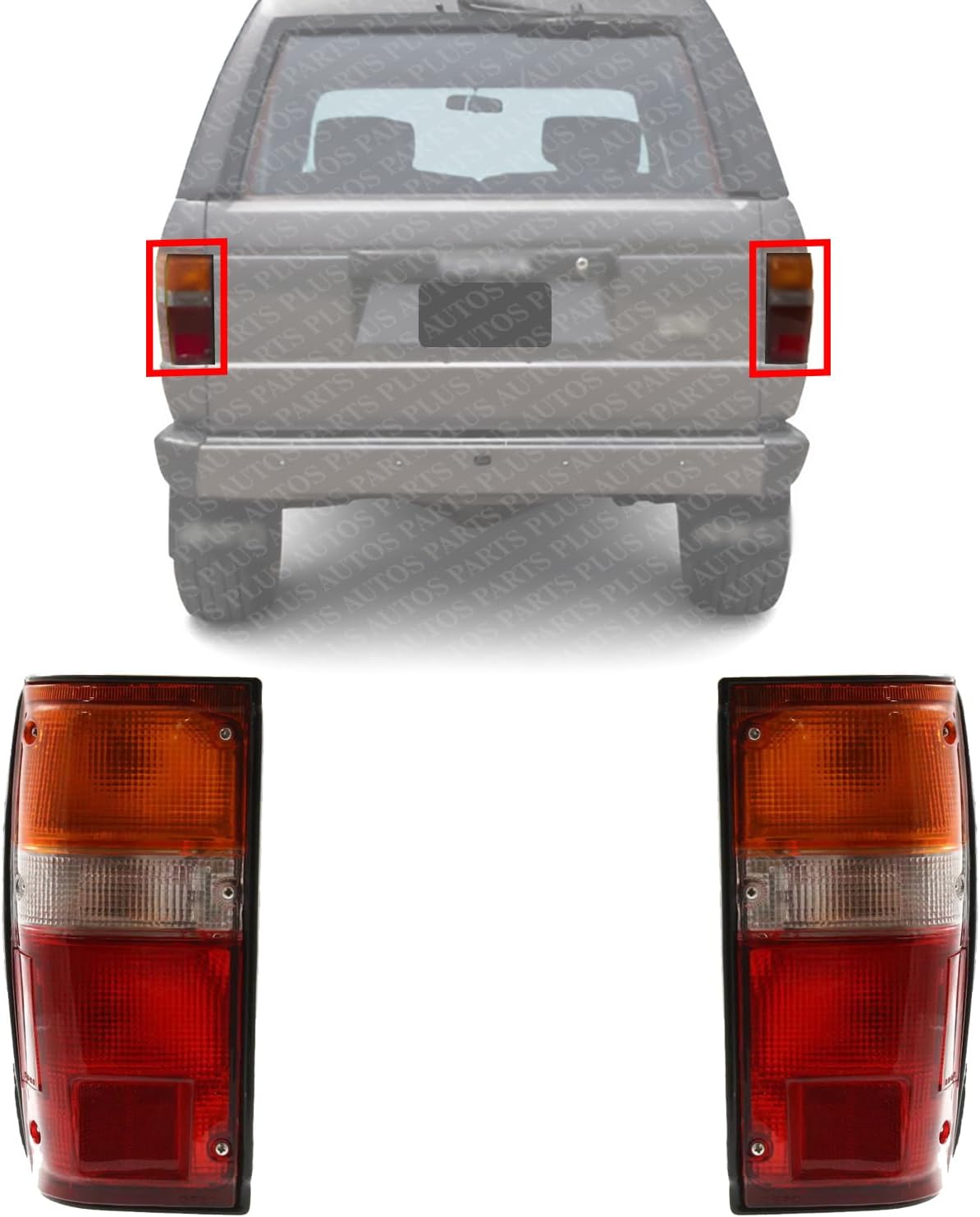 Set Of 2 Tail Light Assembly With Black Trim Right Passenger & Left Driver Side Direct Replacement Compatible With 1984-1989 Toyota 4Runner / 1984-1988 Pickup TO2801103 TO2800103