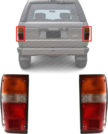 Set Of 2 Tail Light Assembly With Black Trim Right Passenger & Left Driver Side Direct Replacement Compatible With 1984-1989 Toyota 4Runner / 1984-1988 Pickup TO2801103 TO2800103