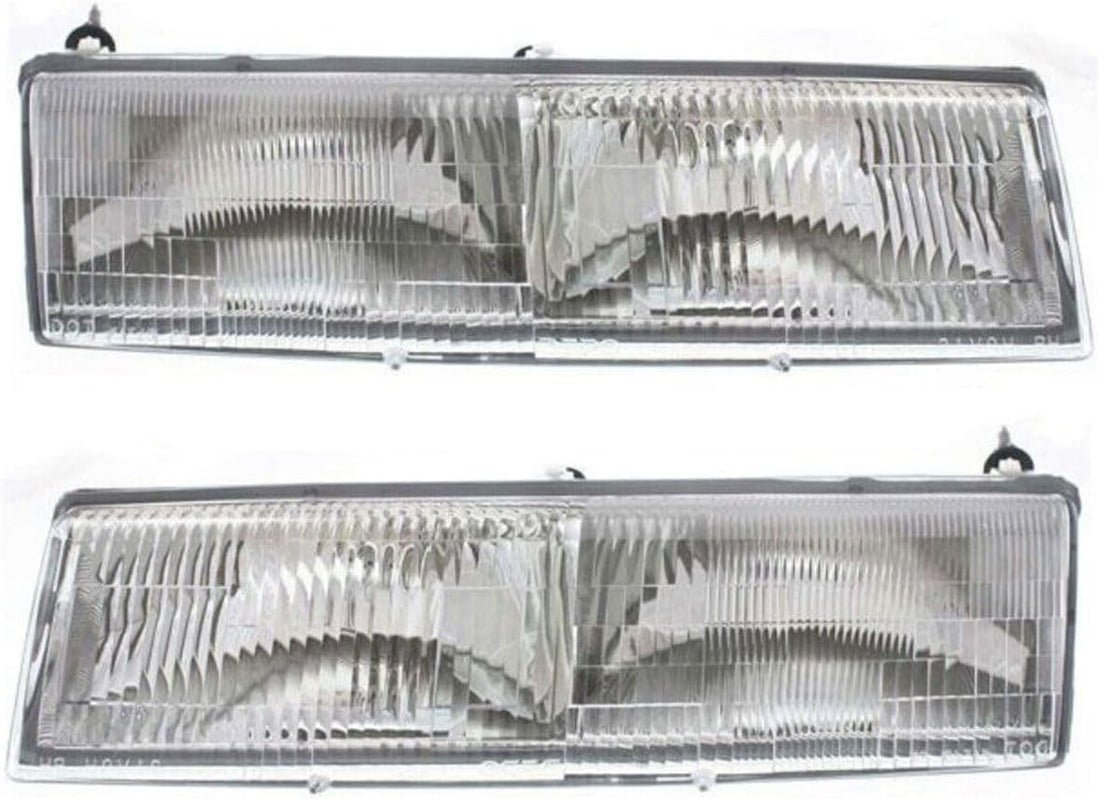 Set Of 2 Front Headlights Assembly Right Passenger & Left Driver Side Direct Replacement Compatible With 1989-1990 Mercury Cougar / 1992-1994 Grand Marquis FO2502126 FO2503126