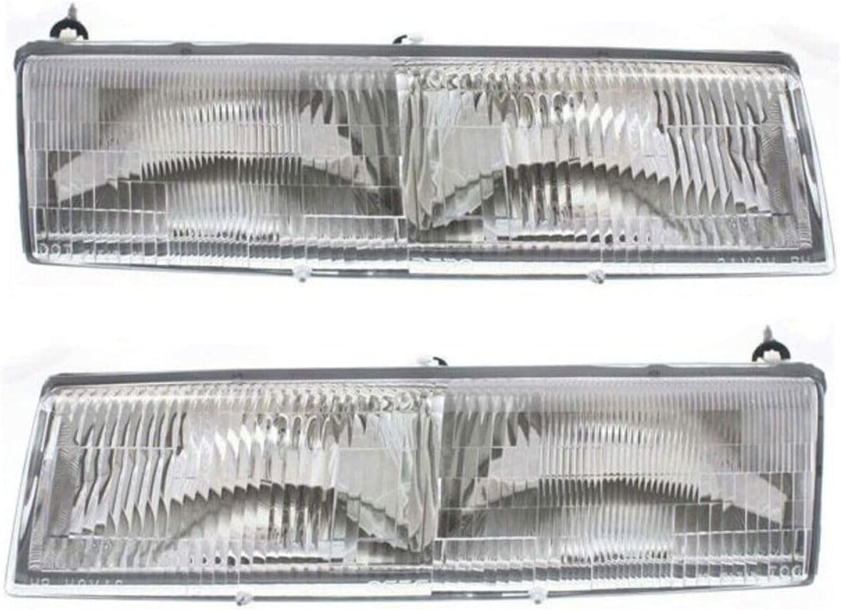 Set Of 2 Front Headlights Assembly Right Passenger & Left Driver Side Direct Replacement Compatible With 1989-1990 Mercury Cougar / 1992-1994 Grand Marquis FO2502126 FO2503126