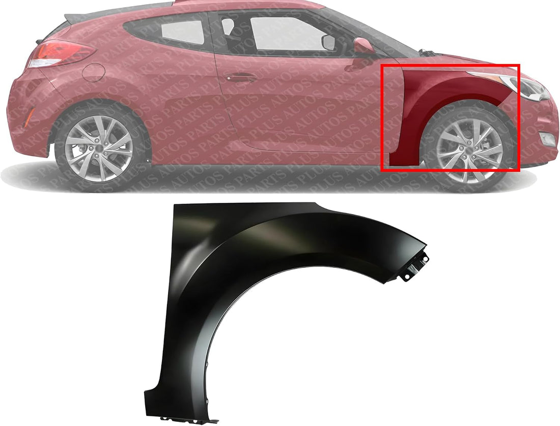 Front Fender Primed Steel Right Passenger Side Direct Replacement Compatible With 2012-2017 Hyundai Veloster HY1241156 663212V010
