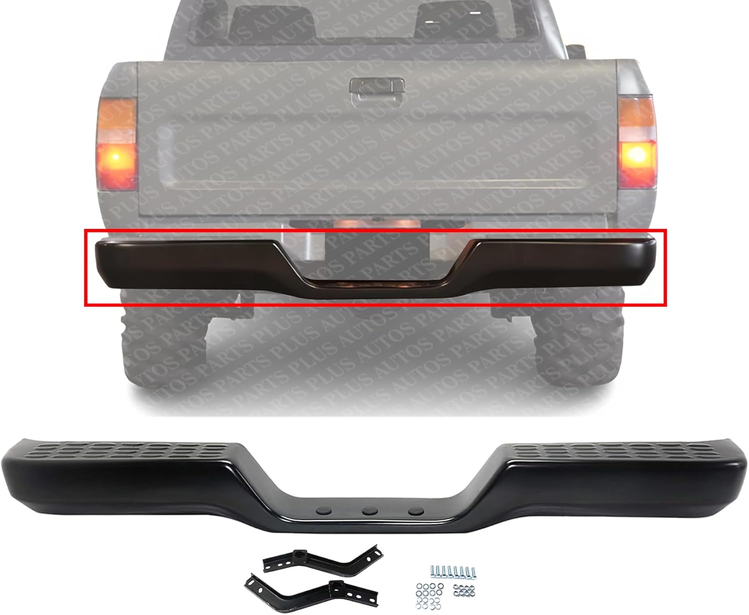 Step Bumper Assembly Primed With Mounting Brackets Direct Replacement For Toyota Pickup Premium Level Trim 1989-1995 002283591101-PFM RT82620011